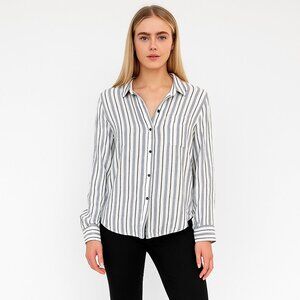 2/$30 Lucky Brand Striped Button-Down Shirt Gray Medium #BAG1